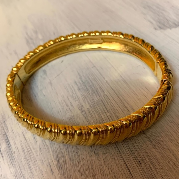 monet • gold tone hinged cuff bangle bracelet s/m
